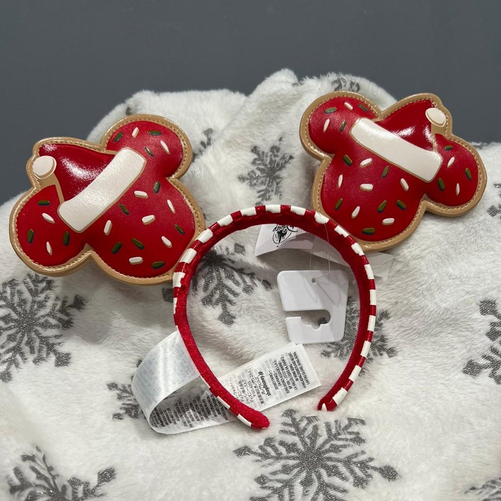 Disney Parks Cookie Christmas Holiday Mickey/Minnie Mouse Ears Headband NWT
